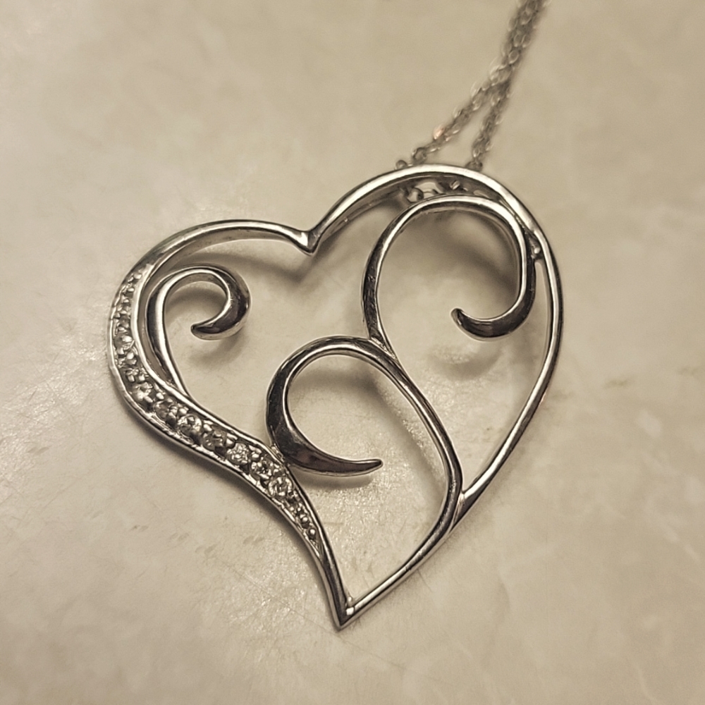 Diamond & Sterling Silver Heart Necklace